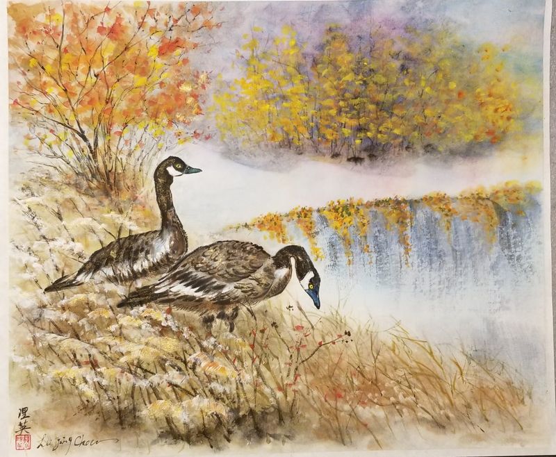 Canada Geese in Autumn — Lii Ying Chen
