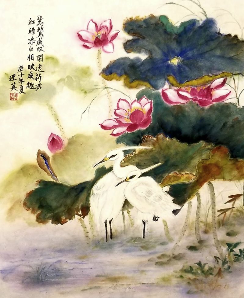 Egrets & Lotus — Lii Ying Chen